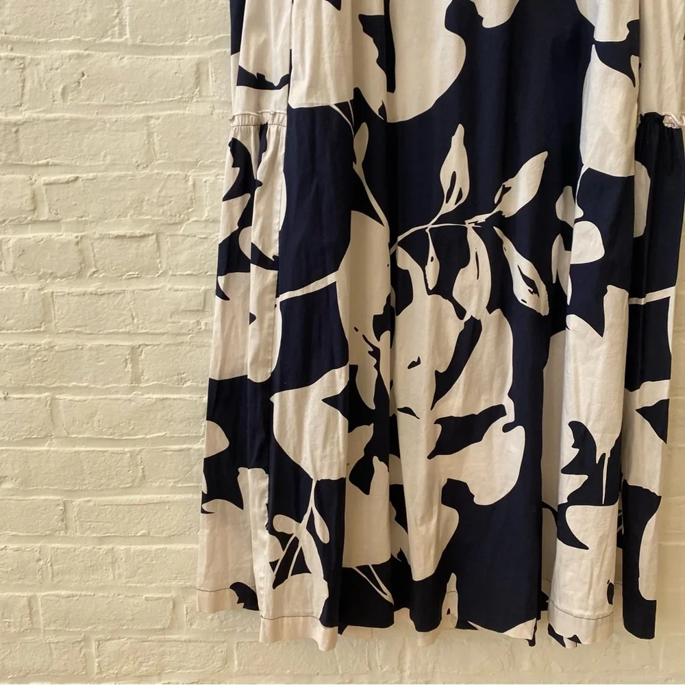 Chico’s || Trapeze Smocked Maxi Dress Floral Print Navy White Chicos 4 US 20 22_4